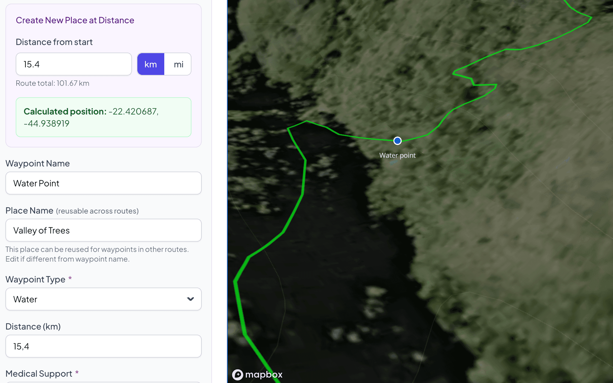Waypoint editor interface